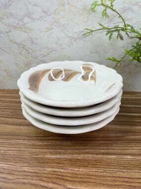 VTG Set of 4 Syracuse China Berry Sauce Bowls Dish Restaurant Ware Leaves USA